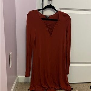 Express Terracotta Long Sleeve Dress